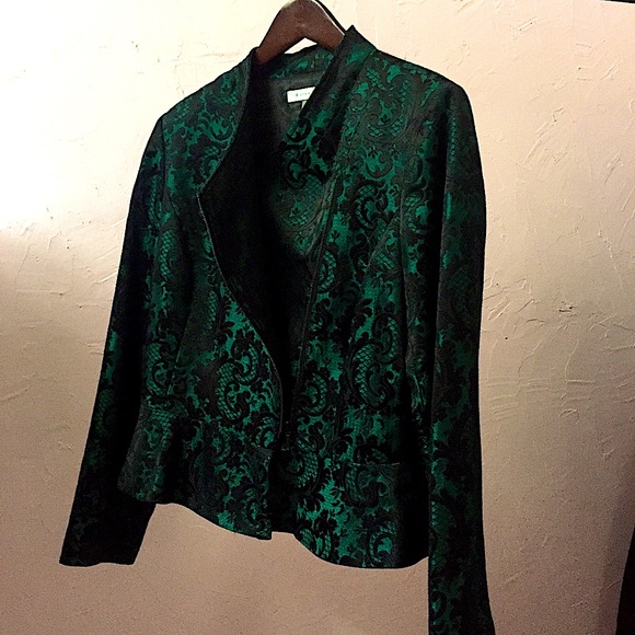 Bianca Nygard Sexy Black+Green Paisly Blazer New - Picture 2 of 16